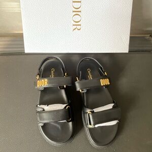 Dior Women's Black Leather Logo Strap Sandals
